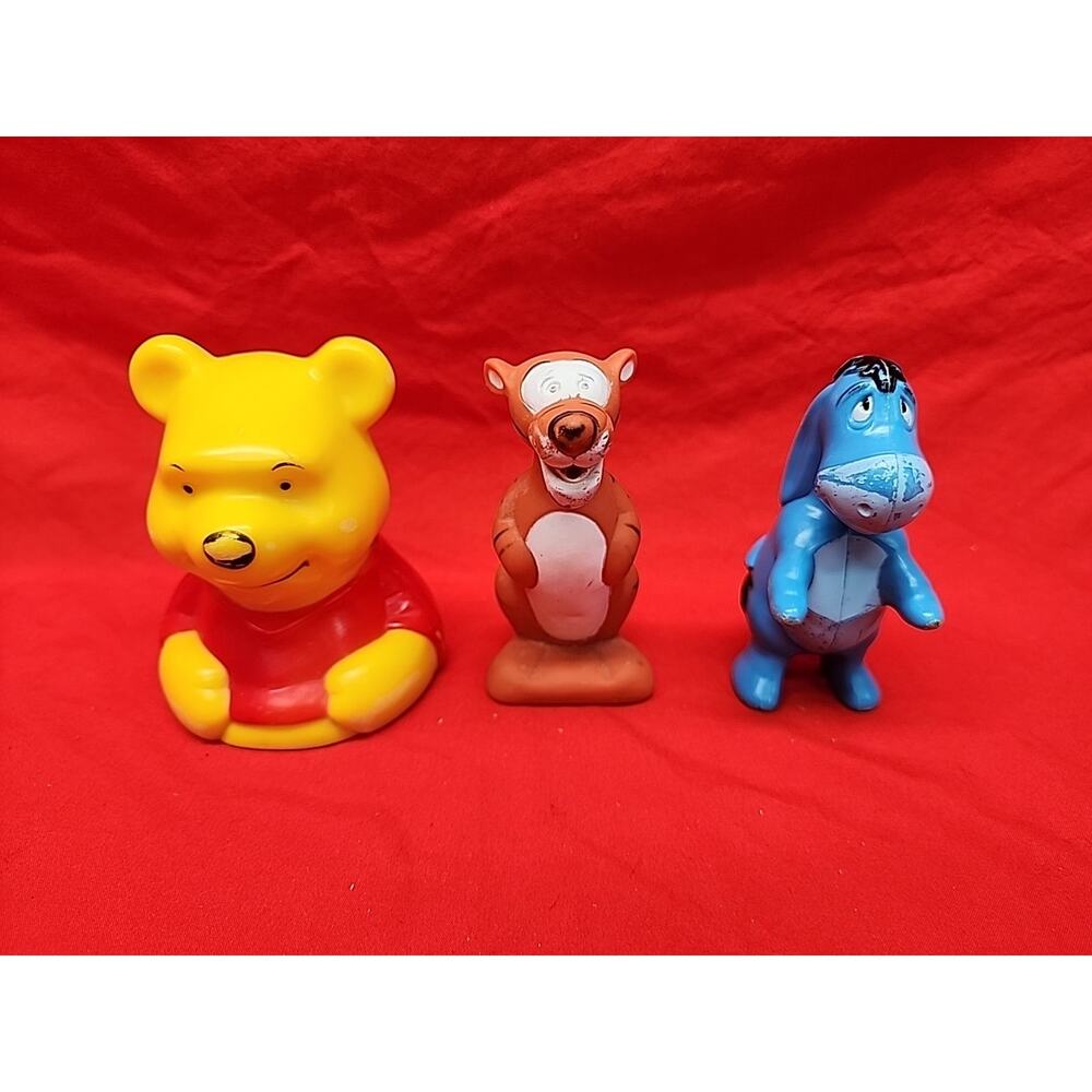 Eeyore, Tigger & Winnie The Pooh Plastic Squeeze Bath Toys Disney Vtg Hong Kong